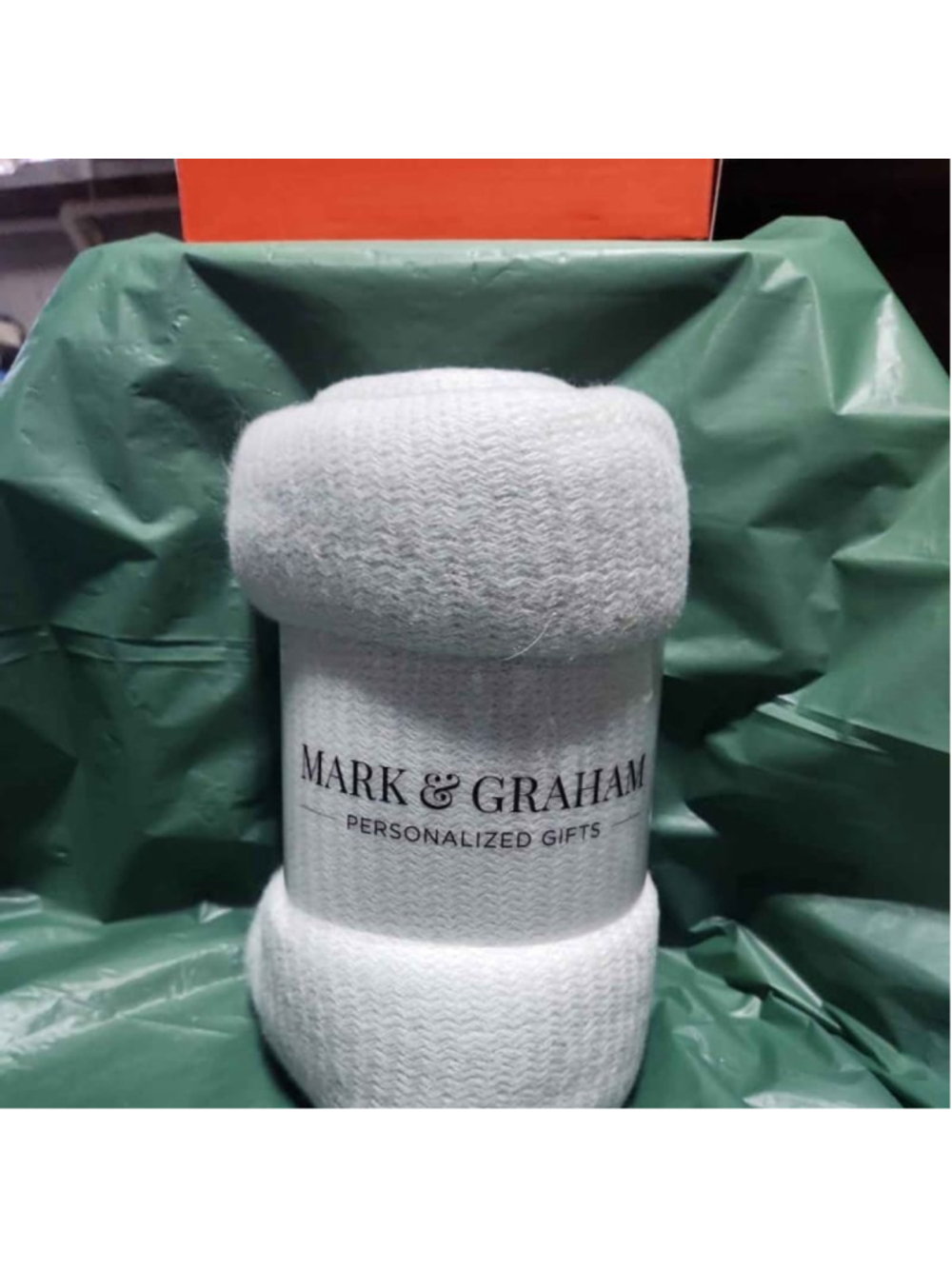 Mark & Graham Knit Throw Blanket White Custom 50" x 60